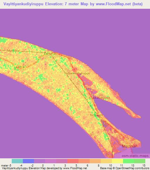 Vayittiyankudiyiruppu,Sri Lanka Elevation Map