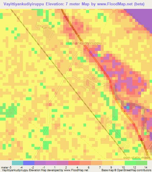 Vayittiyankudiyiruppu,Sri Lanka Elevation Map