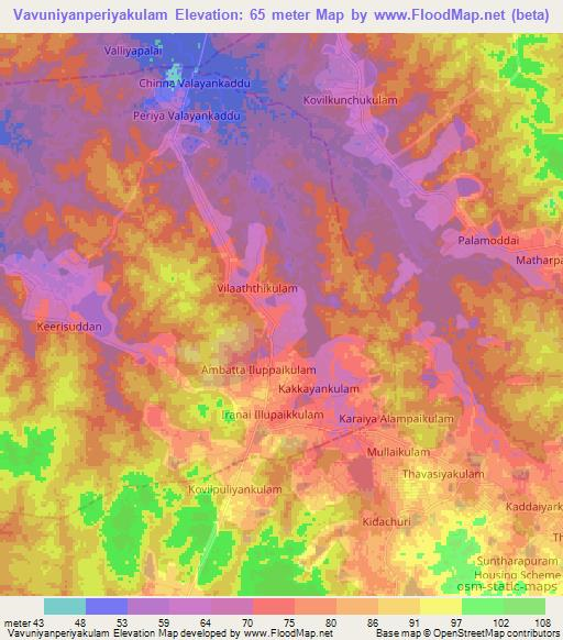 Vavuniyanperiyakulam,Sri Lanka Elevation Map