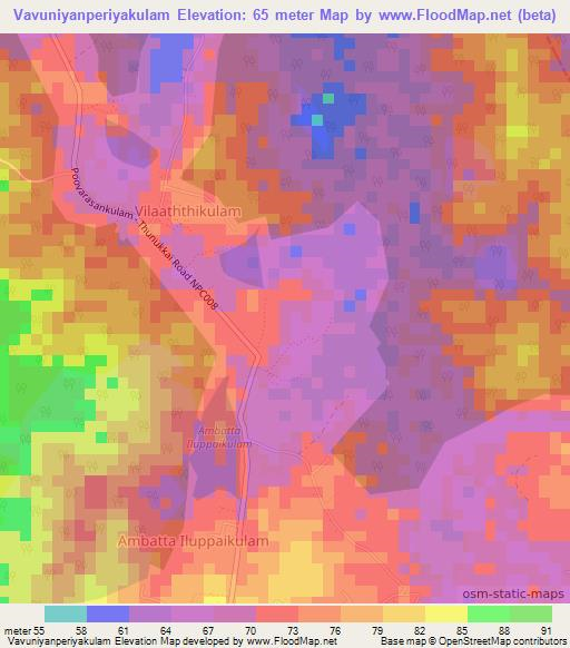 Vavuniyanperiyakulam,Sri Lanka Elevation Map