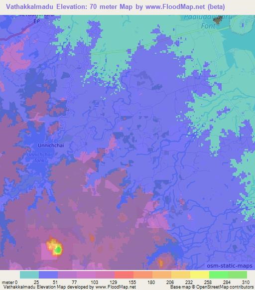 Vathakkalmadu,Sri Lanka Elevation Map