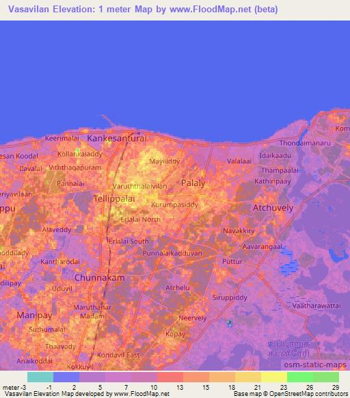 Vasavilan,Sri Lanka Elevation Map