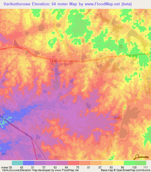 Varikuttiuruwa,Sri Lanka Elevation Map
