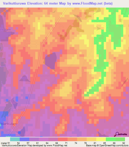 Varikuttiuruwa,Sri Lanka Elevation Map