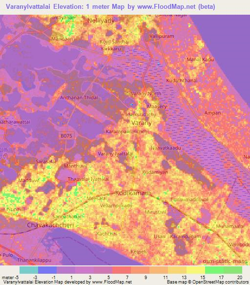 Varanylvattalai,Sri Lanka Elevation Map