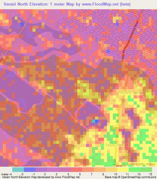 Varani North,Sri Lanka Elevation Map