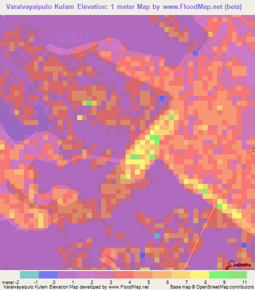 Varaivayaipulo Kulam,Sri Lanka Elevation Map