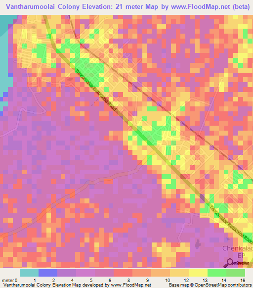 Vantharumoolai Colony,Sri Lanka Elevation Map