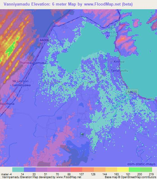 Vanniyamadu,Sri Lanka Elevation Map