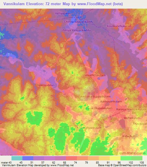 Vannikulam,Sri Lanka Elevation Map