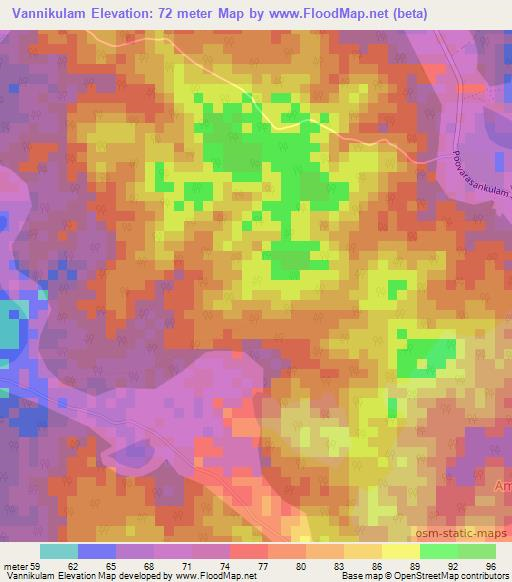 Vannikulam,Sri Lanka Elevation Map