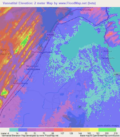 Vannatital,Sri Lanka Elevation Map