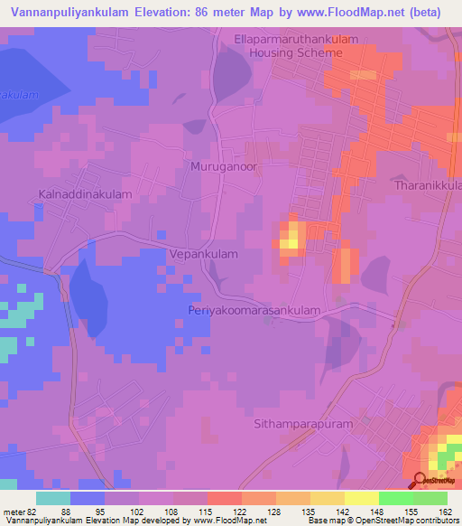 Vannanpuliyankulam,Sri Lanka Elevation Map