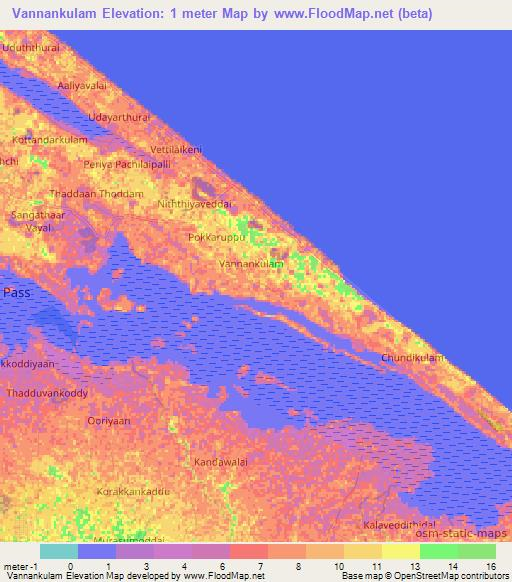 Vannankulam,Sri Lanka Elevation Map