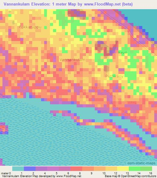 Vannankulam,Sri Lanka Elevation Map