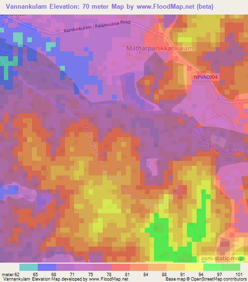 Vannankulam,Sri Lanka Elevation Map