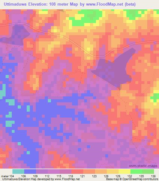 Uttimaduwa,Sri Lanka Elevation Map