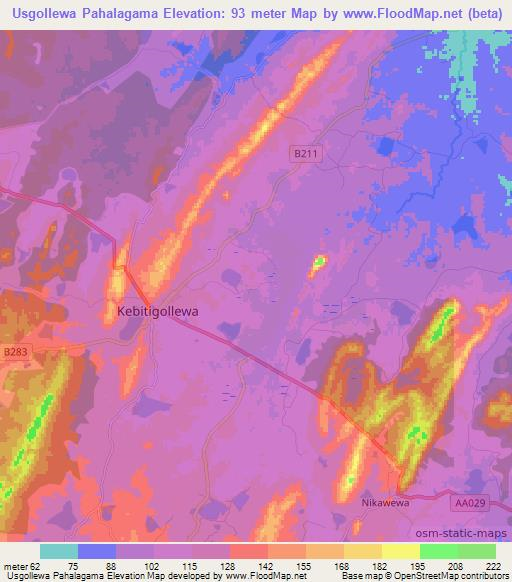 Usgollewa Pahalagama,Sri Lanka Elevation Map