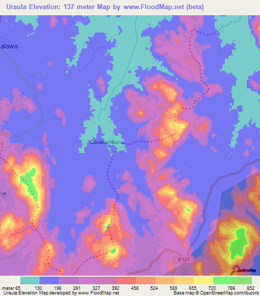 Uraula,Sri Lanka Elevation Map