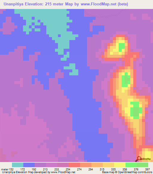 Unanpitiya,Sri Lanka Elevation Map