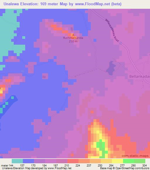 Unalewa,Sri Lanka Elevation Map