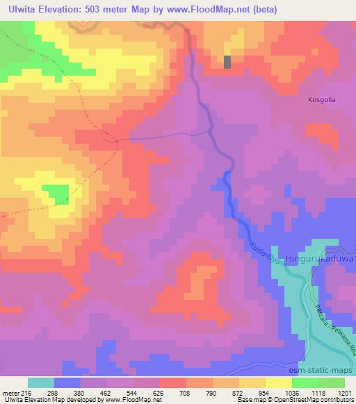 Ulwita,Sri Lanka Elevation Map