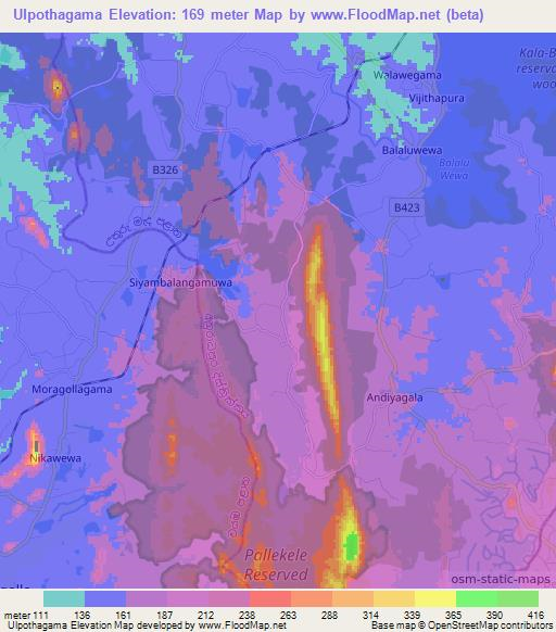 Ulpothagama,Sri Lanka Elevation Map
