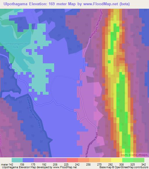 Ulpothagama,Sri Lanka Elevation Map
