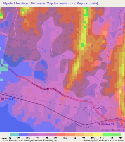 Ulpota,Sri Lanka Elevation Map