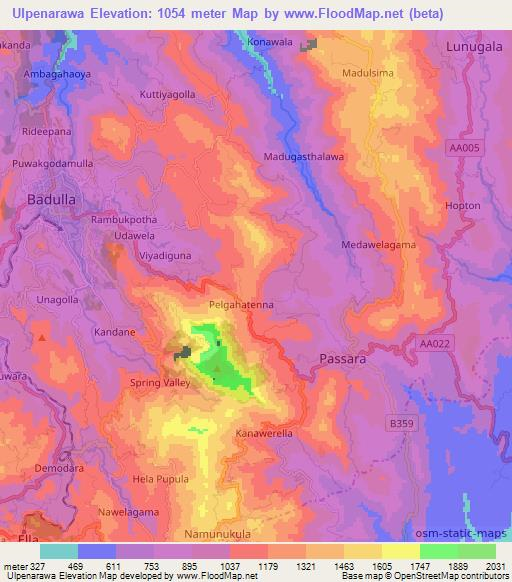 Ulpenarawa,Sri Lanka Elevation Map