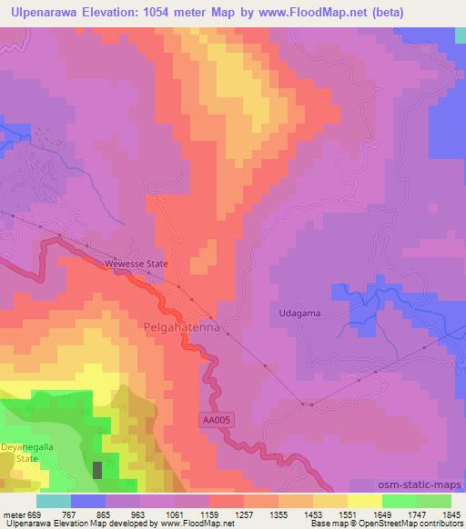 Ulpenarawa,Sri Lanka Elevation Map