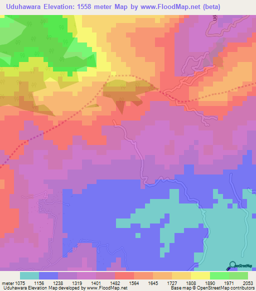 Uduhawara,Sri Lanka Elevation Map