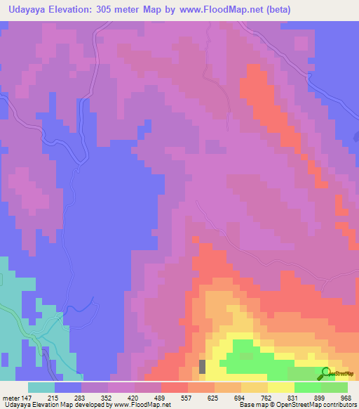 Udayaya,Sri Lanka Elevation Map