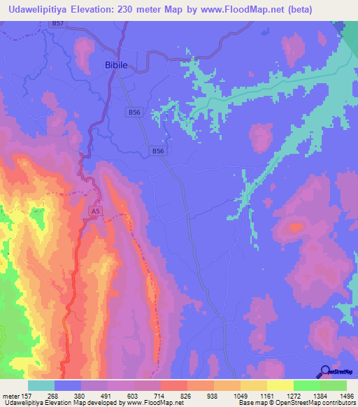 Udawelipitiya,Sri Lanka Elevation Map