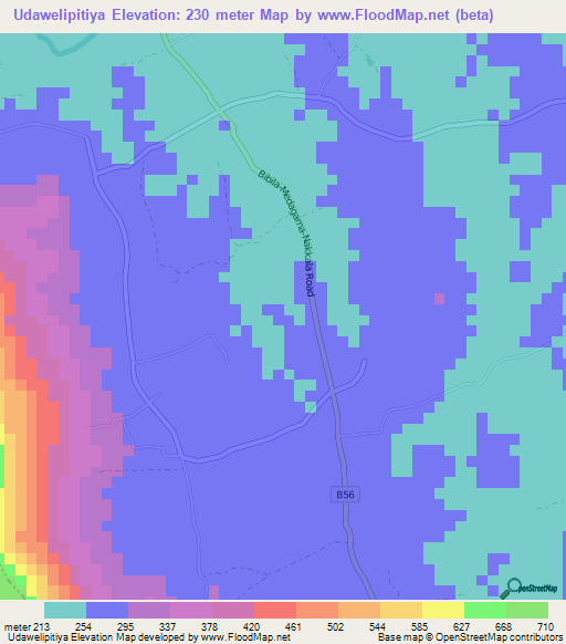 Udawelipitiya,Sri Lanka Elevation Map