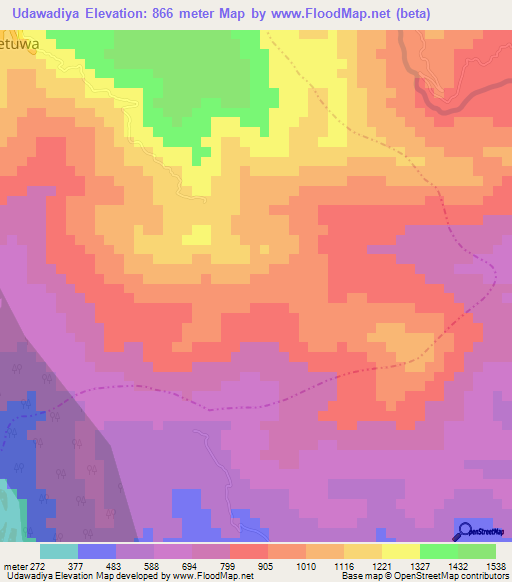 Udawadiya,Sri Lanka Elevation Map