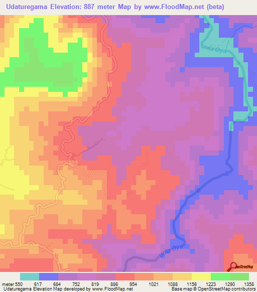 Udaturegama,Sri Lanka Elevation Map