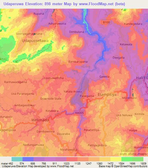 Udaperuwa,Sri Lanka Elevation Map