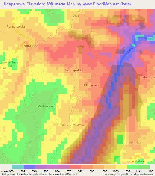 Udaperuwa,Sri Lanka Elevation Map