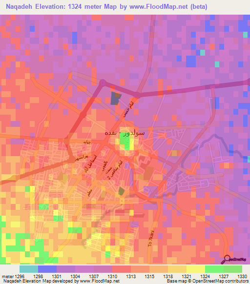 Naqadeh,Iran Elevation Map