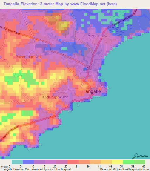 Tangalla,Sri Lanka Elevation Map