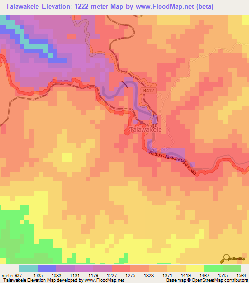 Talawakele,Sri Lanka Elevation Map