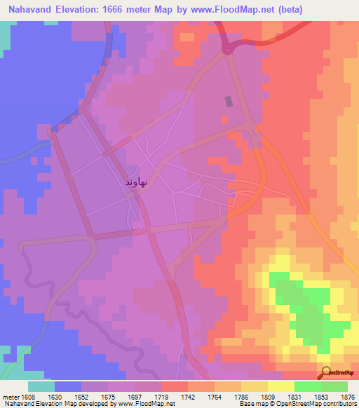 Nahavand,Iran Elevation Map