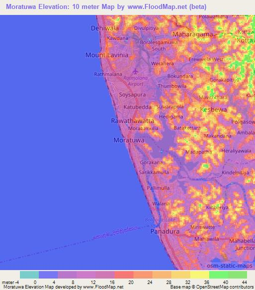 Moratuwa,Sri Lanka Elevation Map