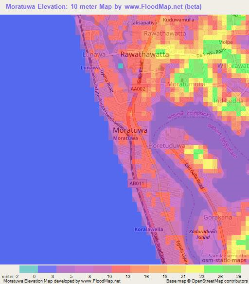 Moratuwa,Sri Lanka Elevation Map