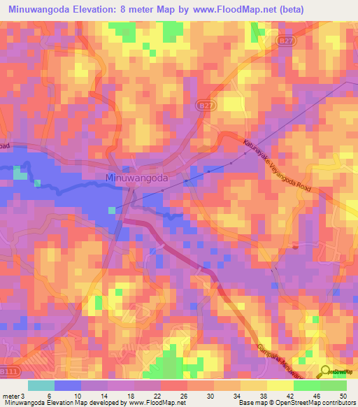 Minuwangoda,Sri Lanka Elevation Map