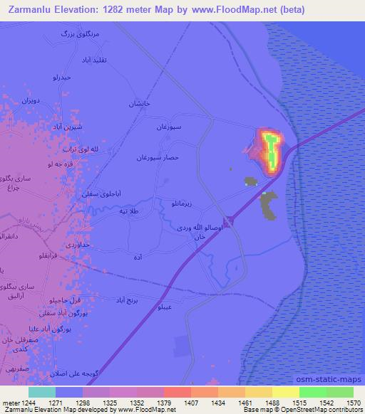 Zarmanlu,Iran Elevation Map