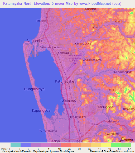 Katunayaka North,Sri Lanka Elevation Map