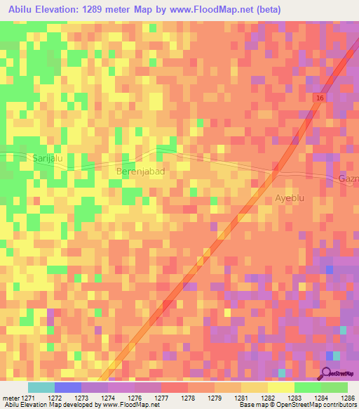 Abilu,Iran Elevation Map