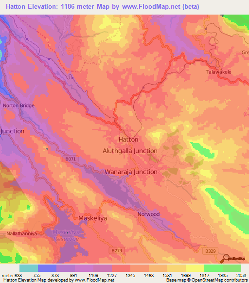 Hatton,Sri Lanka Elevation Map